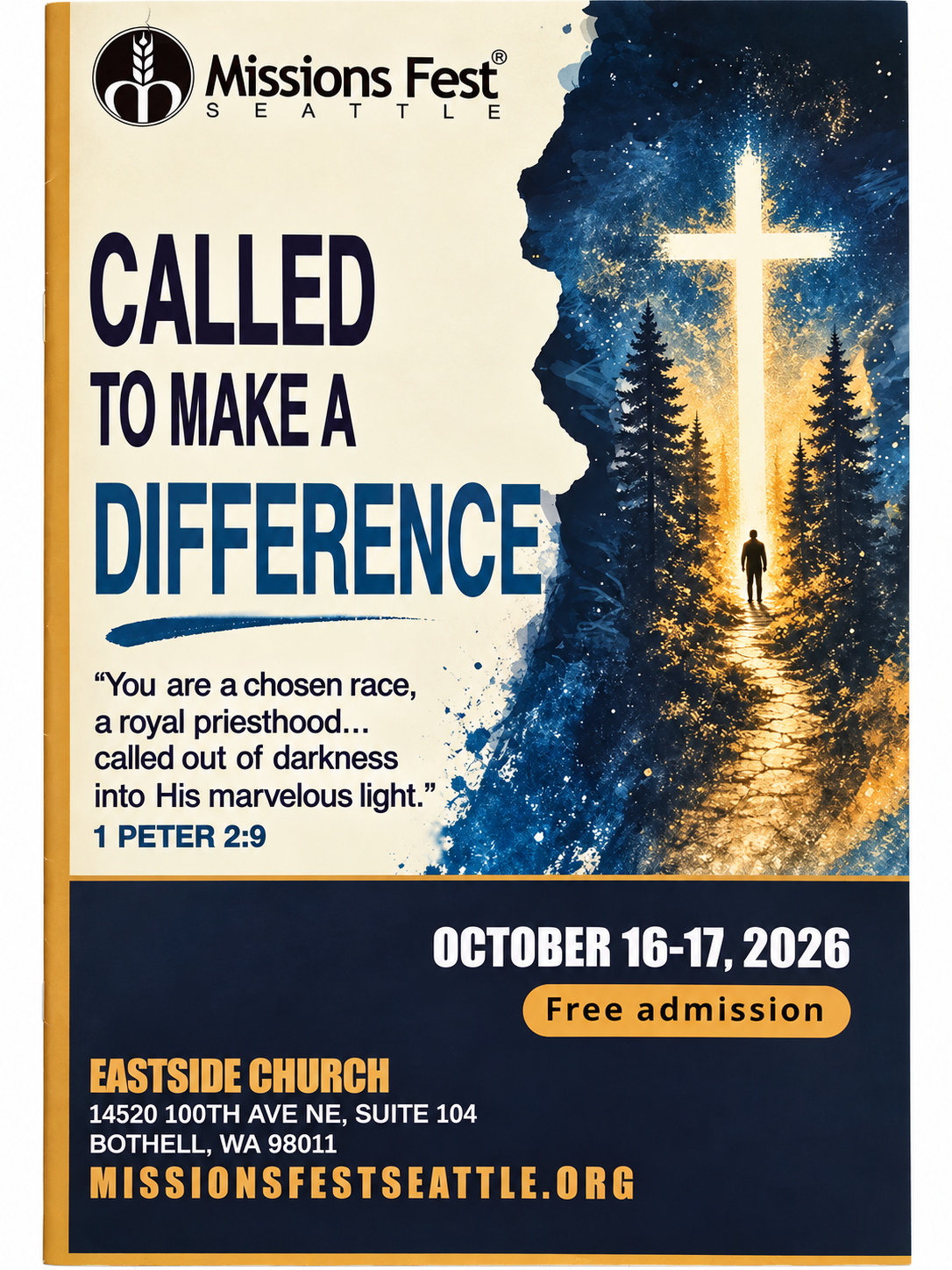 2026 Missions Fest Seattle program magazine cover: Called to Make a Difference